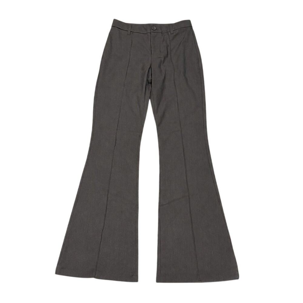 Y2k Divided Flare High-Rise Dress Pants Size 4 (Small) Dark Gray Slacks Corpcore